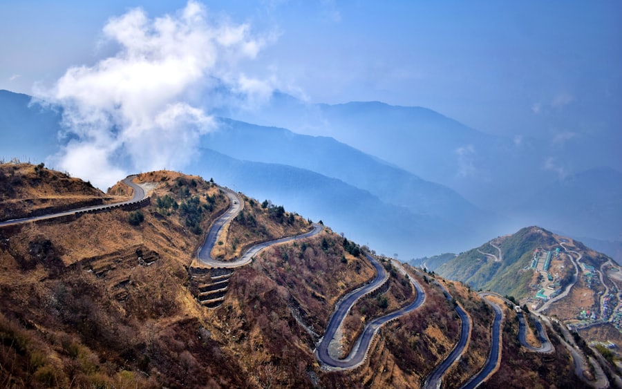 Hairpin bends on the Old Silk Route at Zuluk